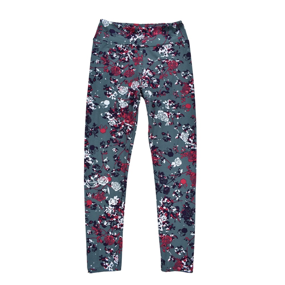 LuLaRoe Disney Minnie Mouse Floral Leggings OS One Size Green Rose Print